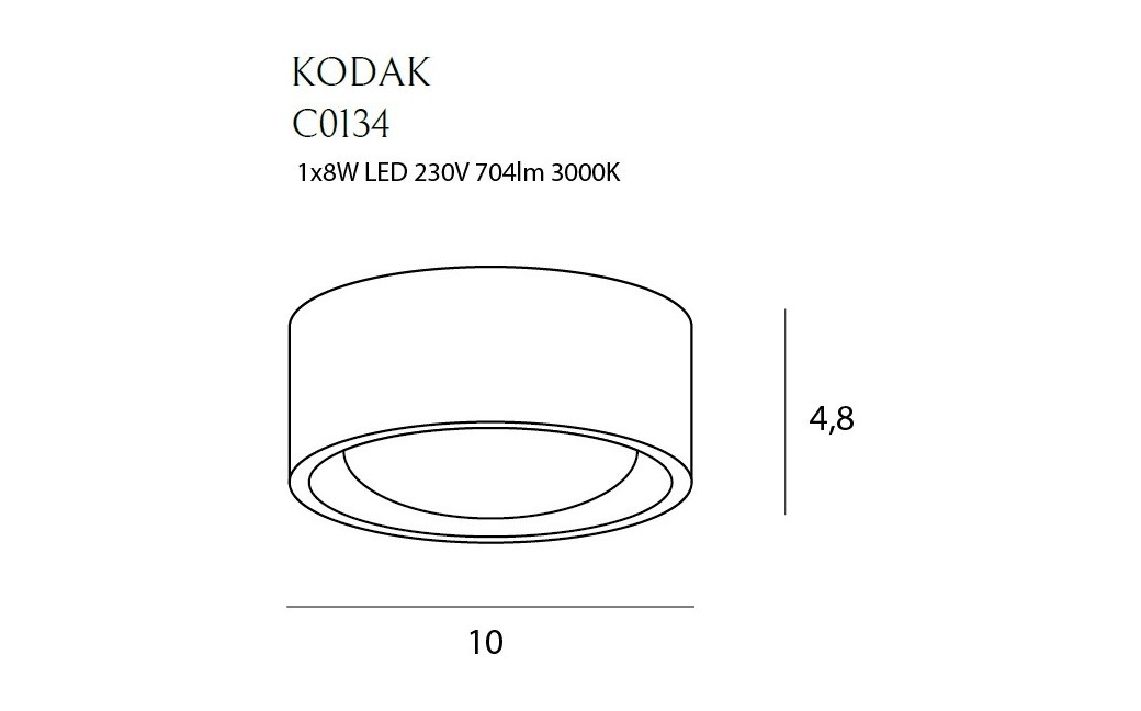 MAXlight Kodak I Plafon 8W LED 704lm C0134