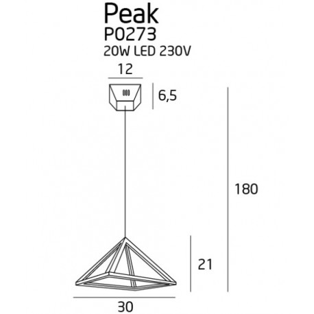 MAXlight PEAK S Wisząca LED 20W Chrom P0273