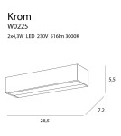 Modern wall lamps - Maxlight Krom LED Wall lamp Small W0225 - product 2