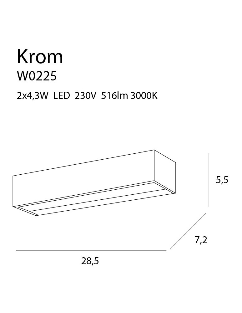 Modern wall lamps - Maxlight Krom LED Wall lamp Small W0225 - product kolory-swiatla.pl 2