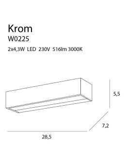 Maxlight Kinkiet Krom LED Mały W0225 - produkt 2