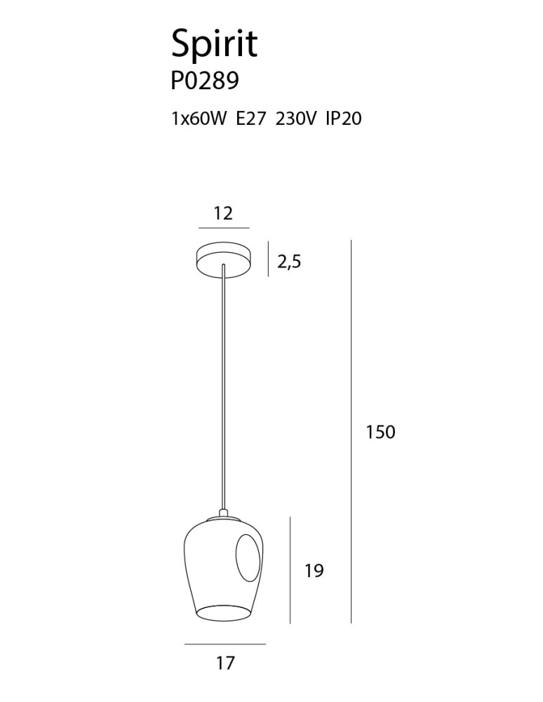 Lampy wiszące - Maxlight Spirit 1 smoky Szary Lampa wiszaca P0289 - produkt kolory-swiatla.pl 3