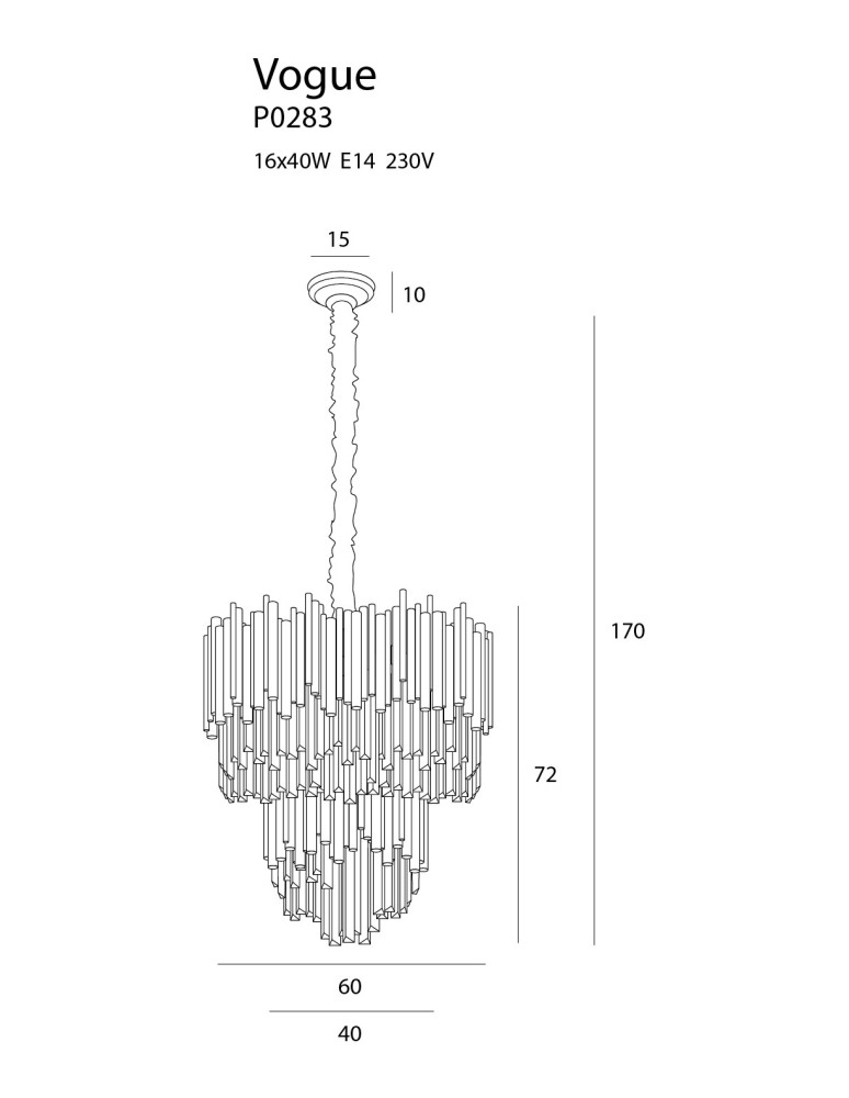 Glamour chandeliers - Maxlight Vogue Pendant Lamp P0283 - product kolory-swiatla.pl 7