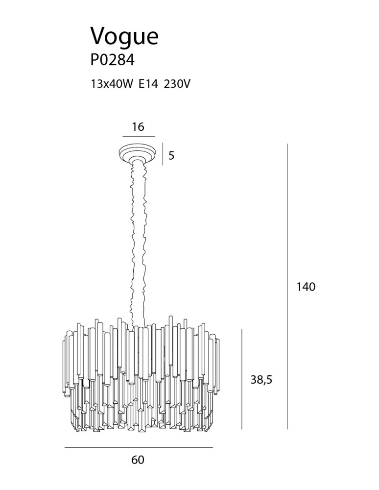 Glamour chandeliers - Maxlight Vogue Pendant Lamp P0284 - product kolory-swiatla.pl 3