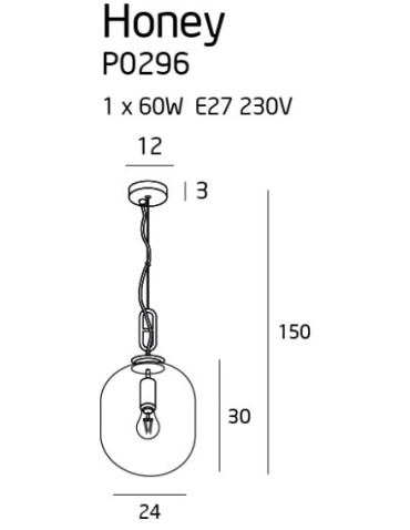 Maxlight Honey Smoky Pendant Lamp P0296. - product 2