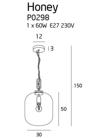 Maxlight Lampa Wisząca Honey Smoky P0298 - produkt 2