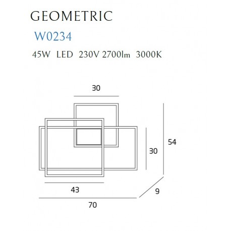 MAXlight Geometric Biały Kinkiet LED 45W 2700lm 3000K W0234