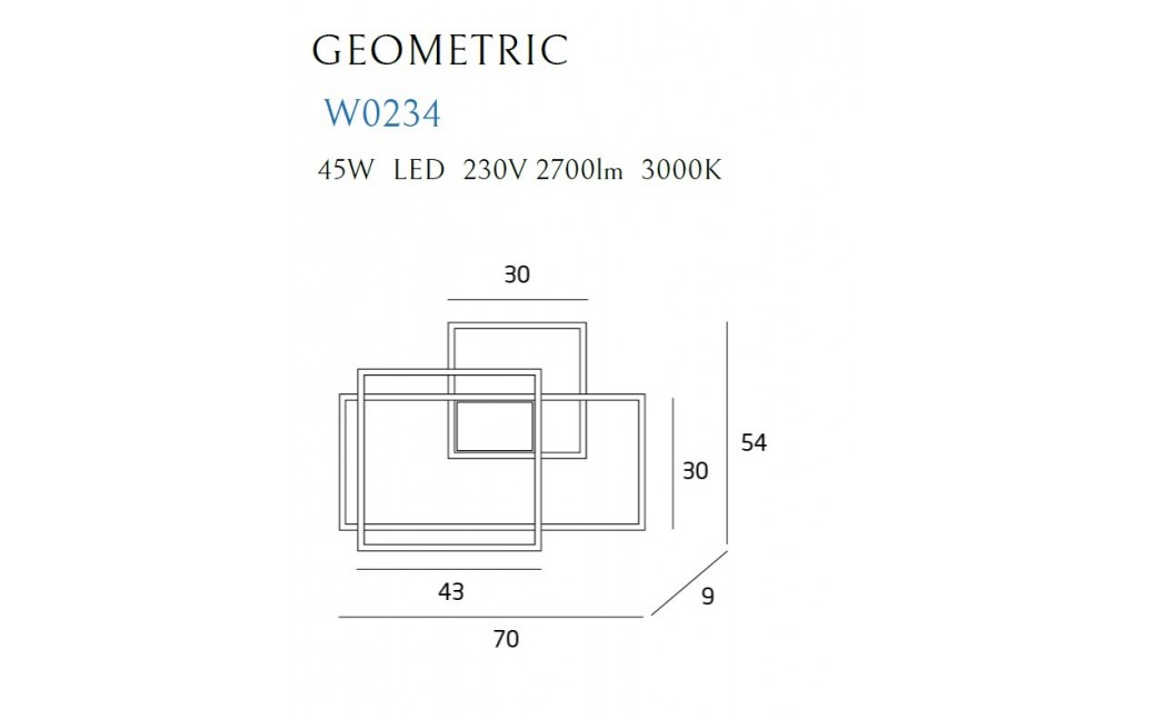 MAXlight Geometric Biały Kinkiet LED 45W 2700lm 3000K W0234