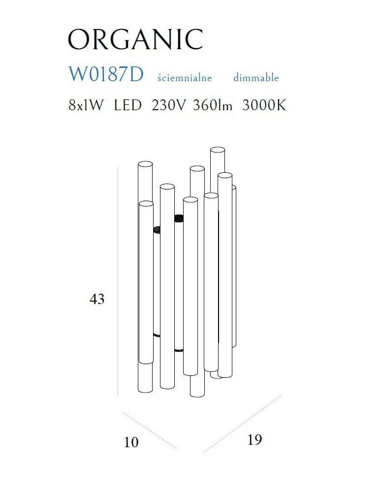 Glamour wall lamps - Maxlight Organic Gold Dimmable Wall lamp W0187D - product kolory-swiatla.pl 5