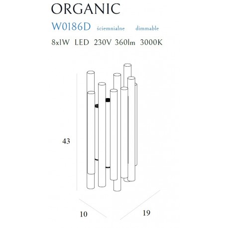 MAXlight Organic Chrom Kinkiet z funkcją ściemniania 8x1W LED 360lm 3000K W0186D