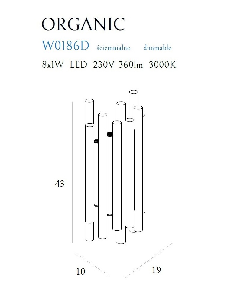 Glamour wall lamps - Maxlight Organic chrome dimmable wall lamp W0186D - product kolory-swiatla.pl 3