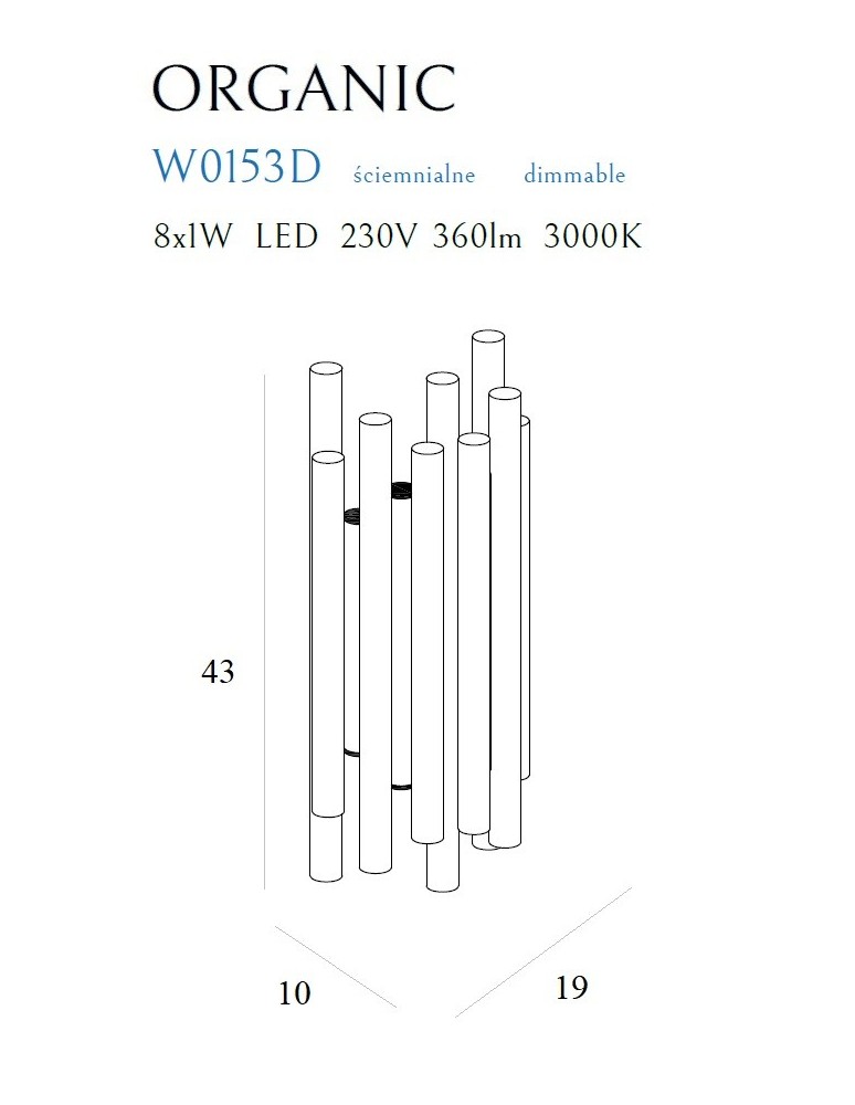 Glamour wall lamps - Maxlight Wall lamp Organic Copper Dimmable W0153D - product kolory-swiatla.pl 3