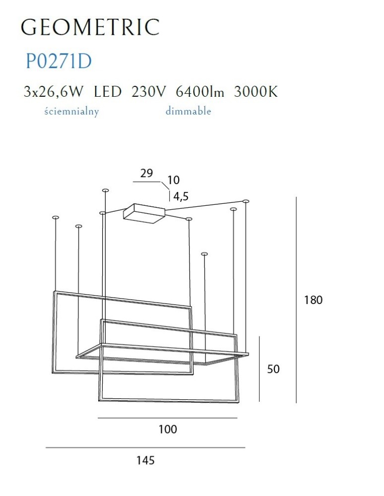 Geometric pendant lamps - Maxlight Geometric Pendant Lamp Black Dimmable P0271D - product kolory-swiatla.pl 5