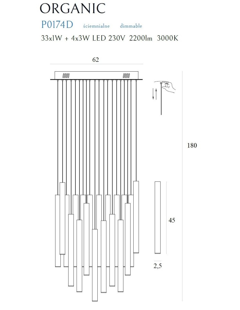 Icicle pendant lamps - Maxlight Organic 33X1 Copper Dimmable P0174D Pendant Lamp. - product kolory-swiatla.pl 6