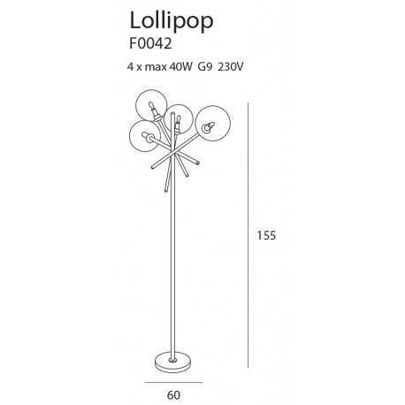 MAXlight Lollipop mosiądz Podłogowa 4xG9 40W F0042
