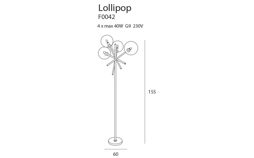 MAXlight Lollipop mosiądz Podłogowa 4xG9 40W F0042