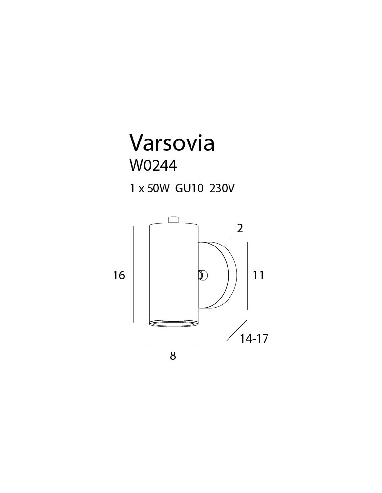 Tube wall lamps - Maxlight Varsovia Wall lamp Short W0244 - product kolory-swiatla.pl 2