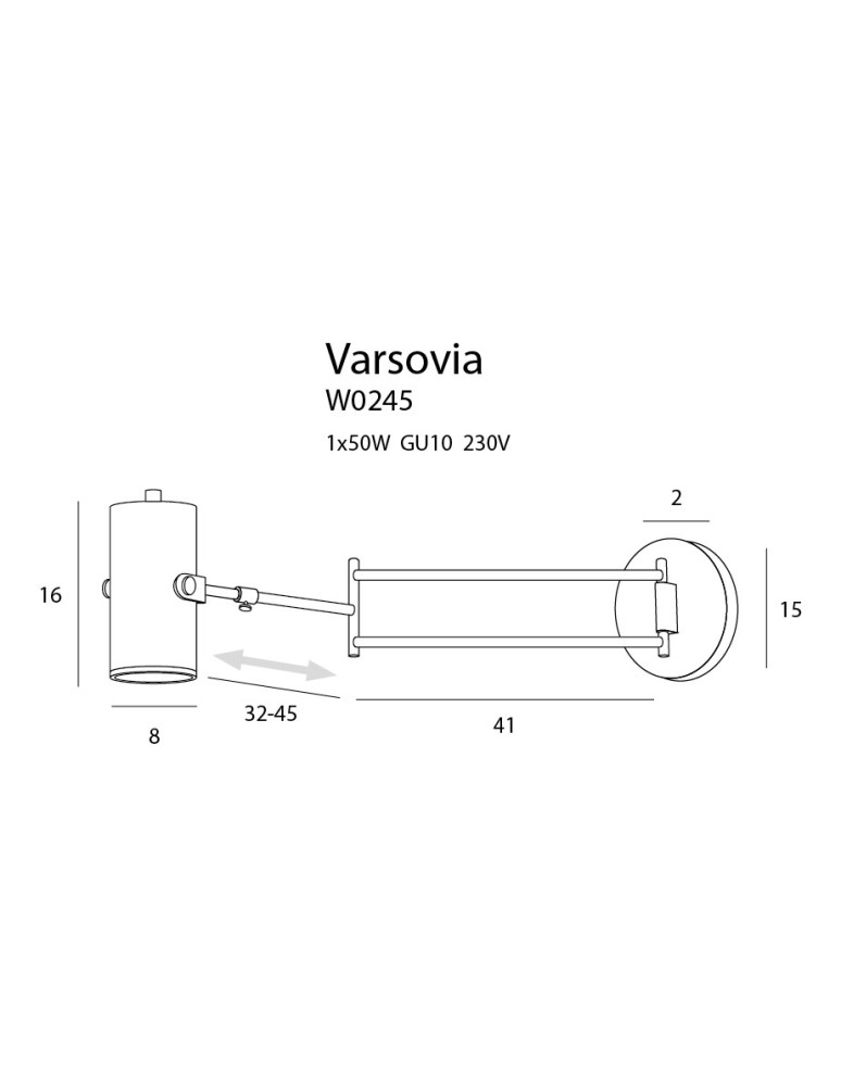 Cantilever wall lamps - Maxlight Varsovia Long Wall lamp W0245 - product kolory-swiatla.pl 4