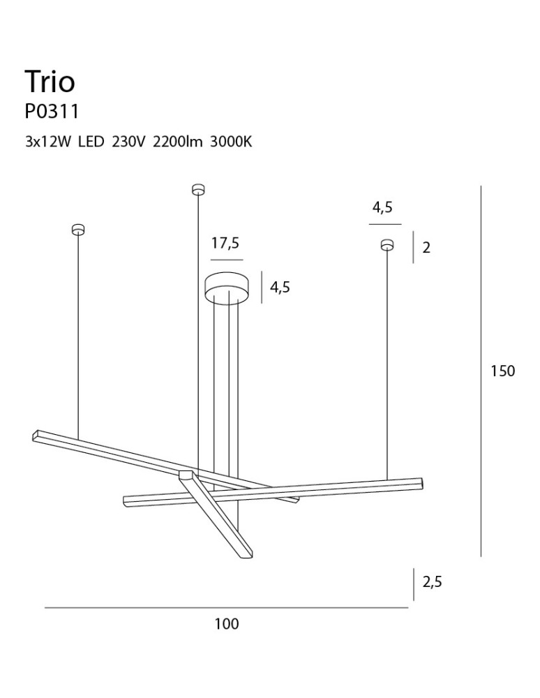 Designer pendant lamps - Maxlight Trio 3 P0311 Pendant Lamp - product kolory-swiatla.pl 7