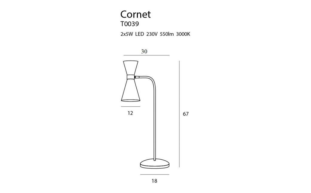 MAXlight Cornet LED 2x5W 550LM 3000K desk lamp black/gold T0039