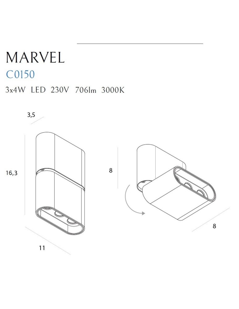 LED headlights - Maxlight Marvel Ceiling Lamp Black C0150 - product kolory-swiatla.pl 3