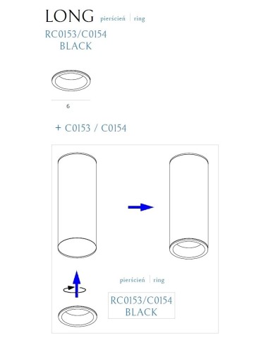 Maxlight Black Pierścień Ozdobny Czarny Do Long RC0153/C0154 BLACK - produkt 2