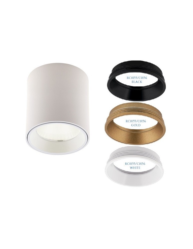 LED ceiling luminaires - Maxlight Tub Ceiling Lamp Round White+ Decorative Ring White RC0155/C0156 White C0155. - product kolory-swiatla.pl 1