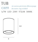 LED ceiling luminaires - Maxlight Tub Ceiling Lamp Round White+ Decorative Ring White RC0155/C0156 White C0155. - product 7
