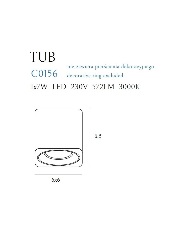 LED ceiling luminaires - Maxlight Tub Ceiling Lamp Square White+ Ornamental Ring White RC0155/C0156 White C0156. - product kolory-swiatla.pl 3