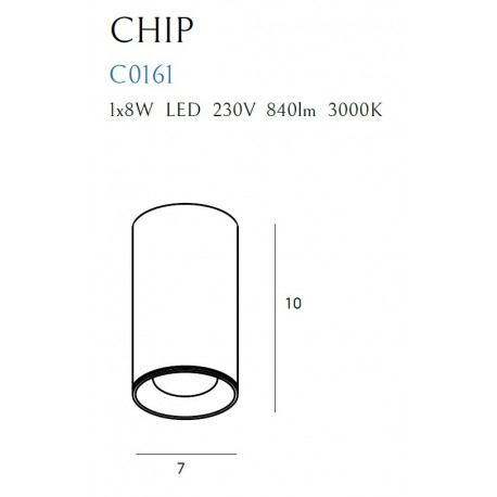 MAXlight Chip LED 840LM 3000K Sufitowa Czarny C0161