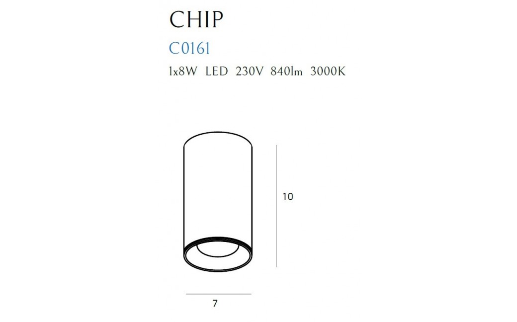 MAXlight Chip LED 840LM 3000K Sufitowa Czarny C0161