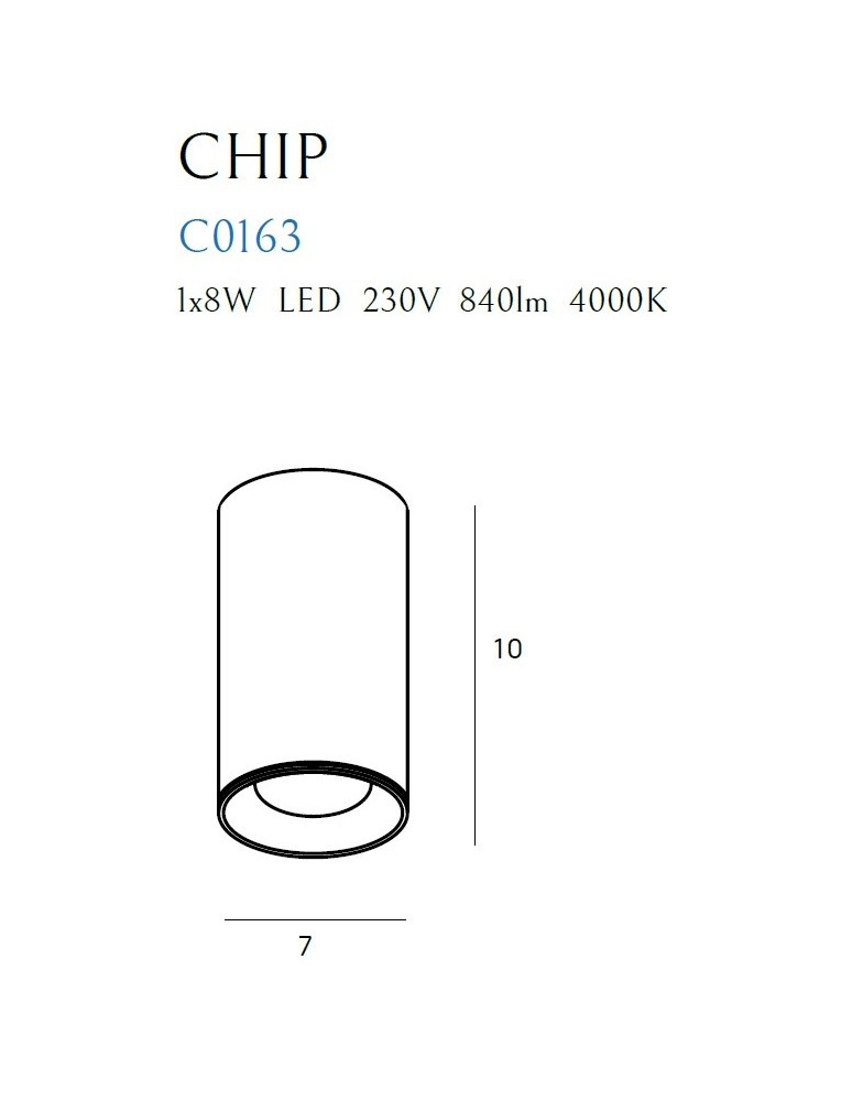 LED ceiling luminaires - Maxlight Chip Ceiling Lamp Black 4000K 8W C0163. - product kolory-swiatla.pl 8