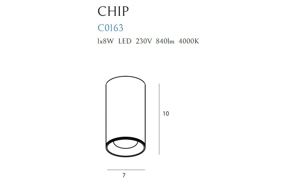 MAXlight Chip LED 920LM 4000K Sufitowa Czarny C0163
