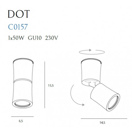 MAXlight Dot 6,5cm 1xGU10 Czarny C0157