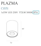 Hermetic ceiling luminaires - Maxlight Plazma Plafond Black IP54 C0151 - product 3