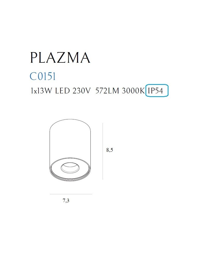 Hermetic ceiling luminaires - Maxlight Plazma Plafond Black IP54 C0151 - product kolory-swiatla.pl 3