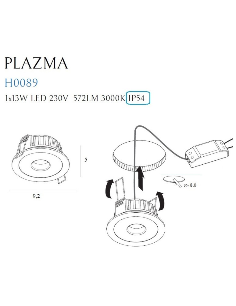 Flush-mounted hermetic lamps - Maxlight Plazma recessed luminaire White IP54 H0089. - product kolory-swiatla.pl 3