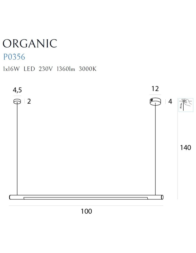 Pendant lamps over the island - Maxlight Organic Horizon 100cm Gold P0356 Pendant Lamp. - product kolory-swiatla.pl 3