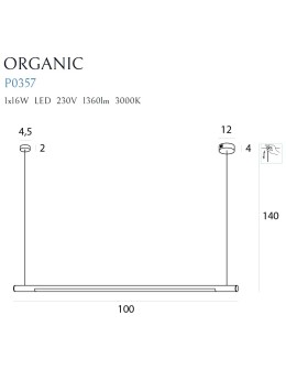 Maxlight Organic Horizon 100cm White P0357 Pendant Lamp. - product 2