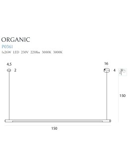 Maxlight Organic Horizon 150cm White P0361 Pendant Lamp. - product 2