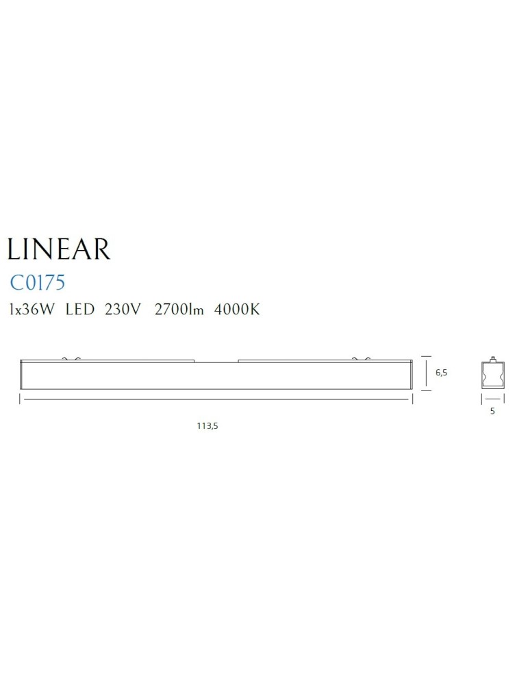 LED ceiling lamps - Maxlight Linear Black 36W 4000K Ceiling Lamp C0175. - product kolory-swiatla.pl 4