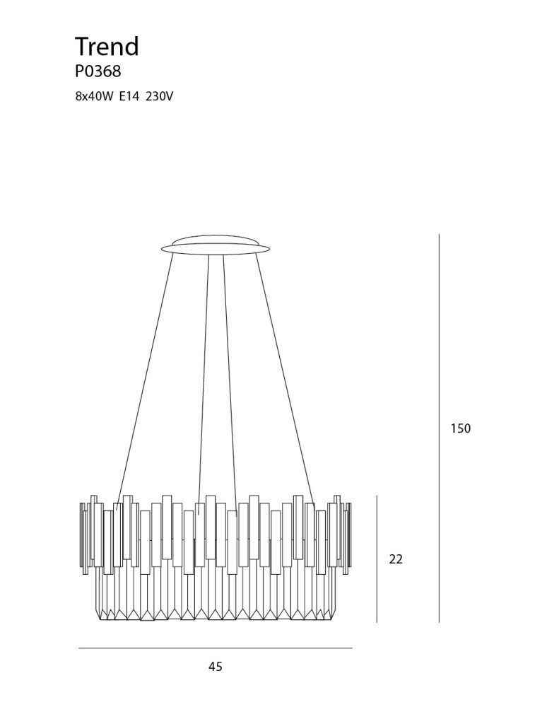 Glamour pendant lamps - Maxlight Trend 45Cm P0368 Pendant Lamp. - product kolory-swiatla.pl 4