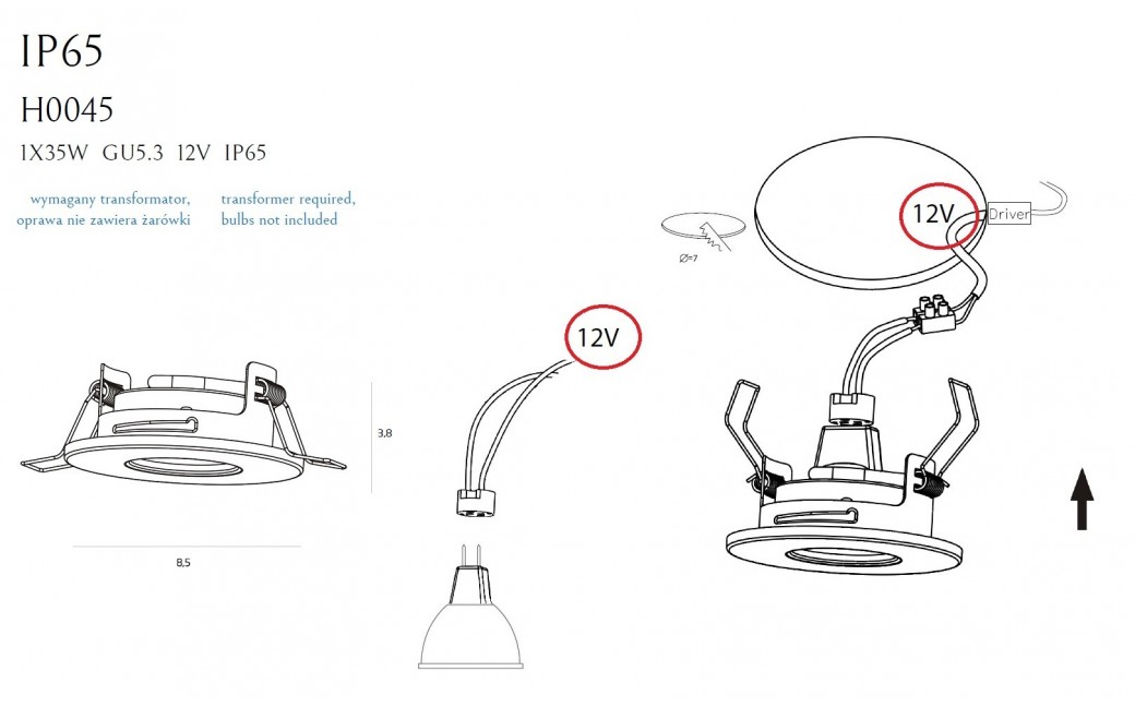 Maxlight IP65 Oprawa Podtynkowa chrom H0045