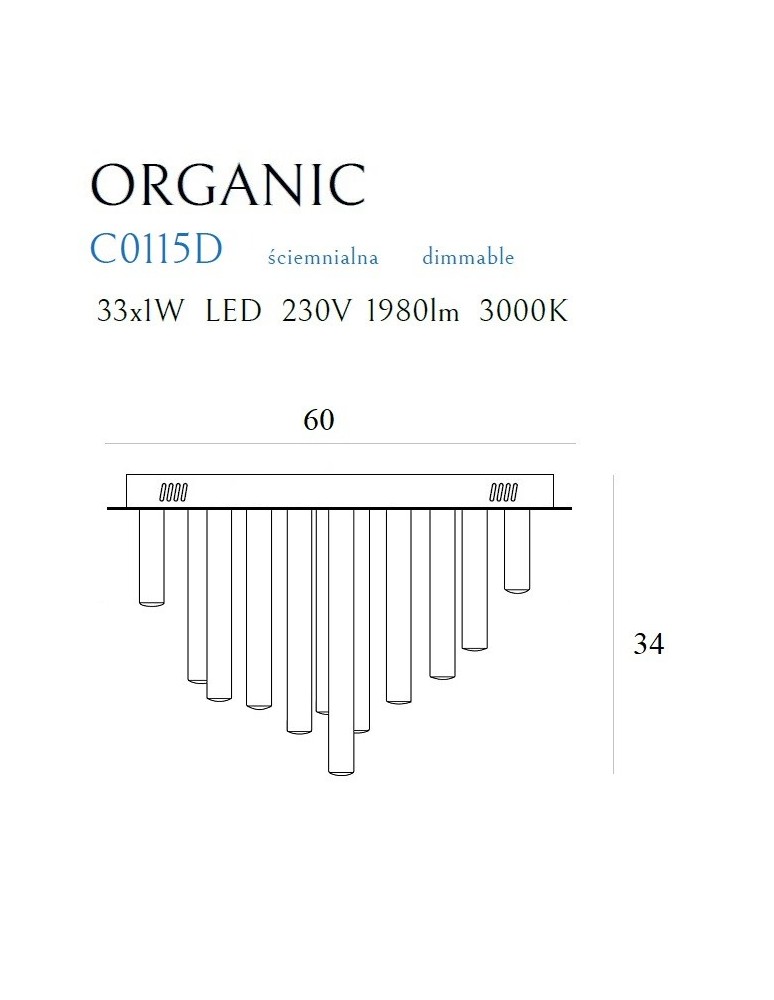 Modern ceiling lamps - Maxlight Plafond Organic 33X1 Chrome Dimmable C0115D. - product kolory-swiatla.pl 3