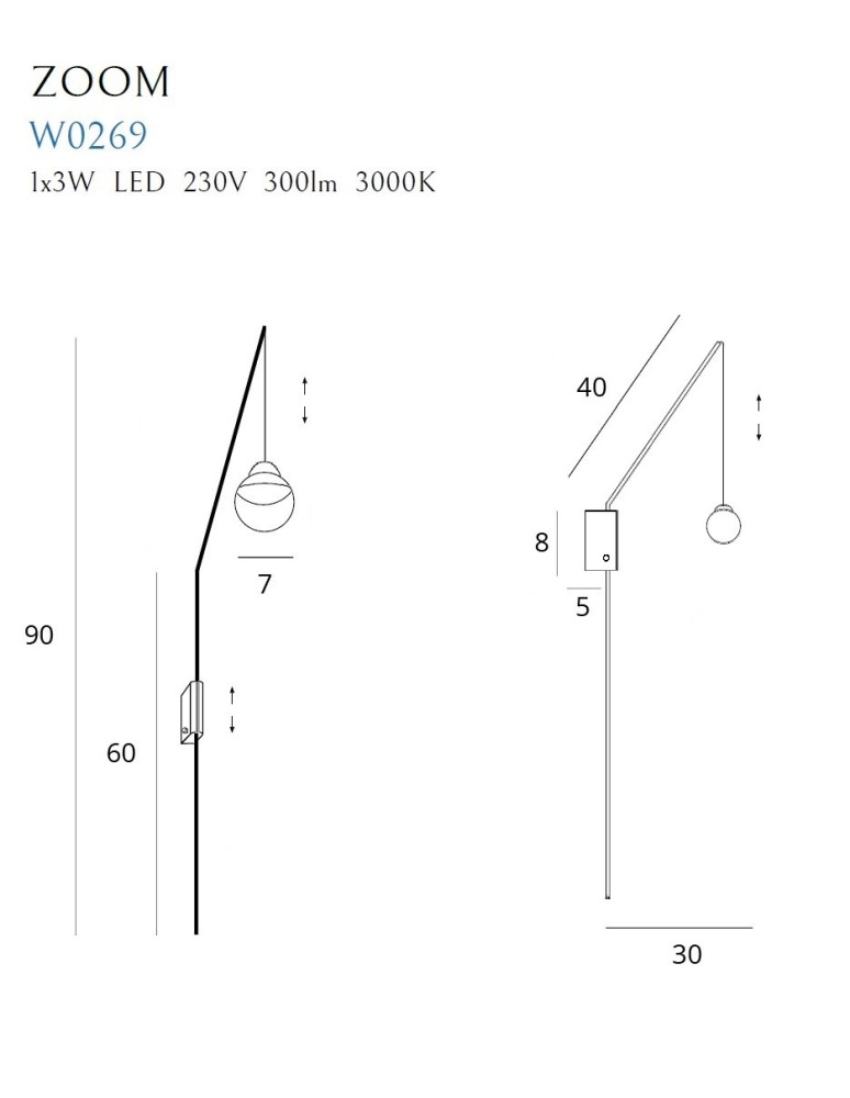 Designer wall lamps - Maxlight Wall lamp Zoom Black 3W LED W0269 - product kolory-swiatla.pl 4