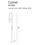 Designer wall lamps - Maxlight Wall lamp Comet Black 3W LED IP54 W0280 - product 6