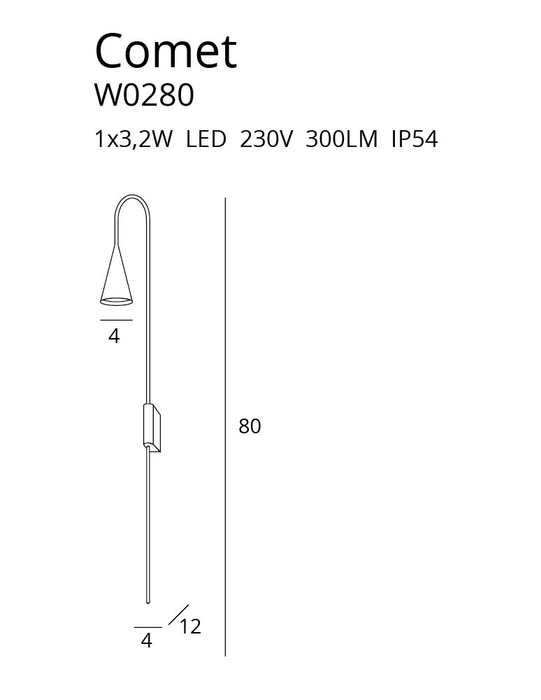 Designer wall lamps - Maxlight Wall lamp Comet Black 3W LED IP54 W0280 - product kolory-swiatla.pl 6