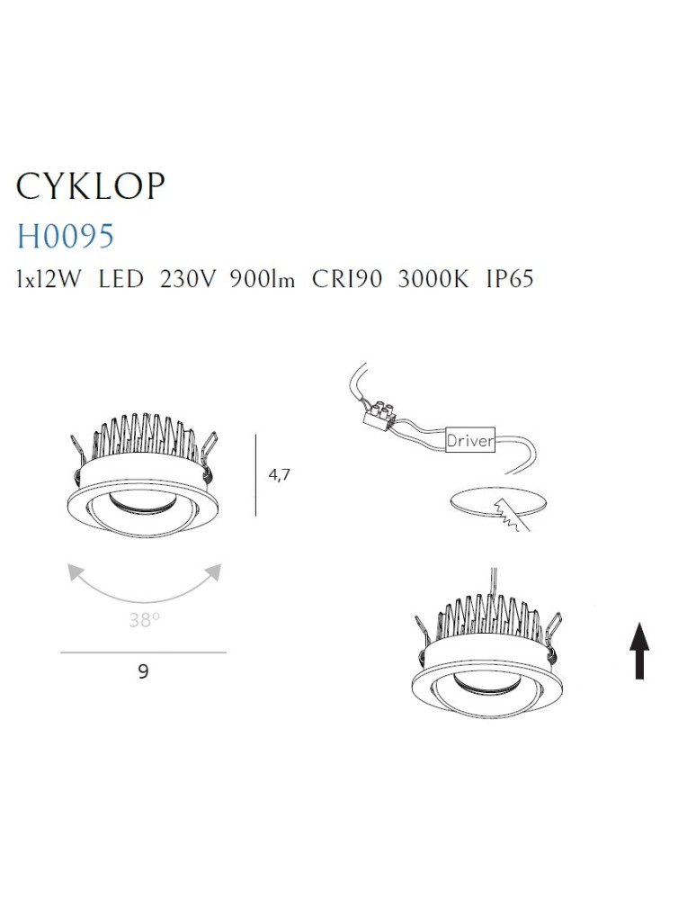 Flush-mounted lamps - pendants - Maxlight Cyclop Black 3000K IP65 H0095 recessed luminaire. - product kolory-swiatla.pl 4