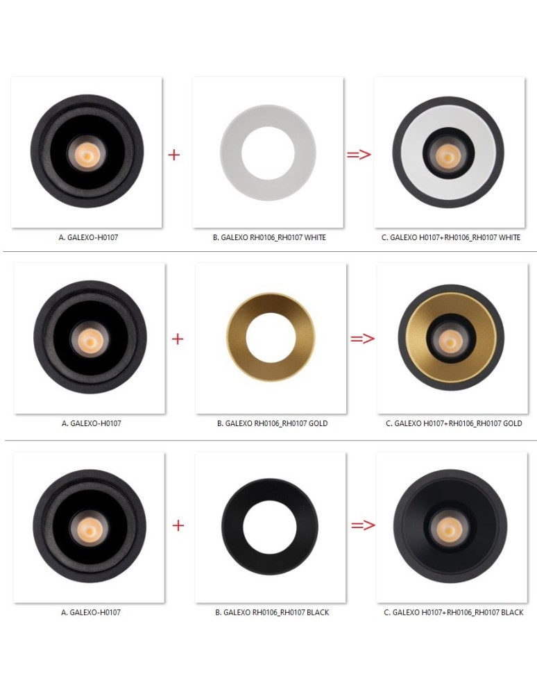 Round flush-mounted lamps - Maxlight Galexo LED 7W recessed luminaire Black H0107 - product kolory-swiatla.pl 4