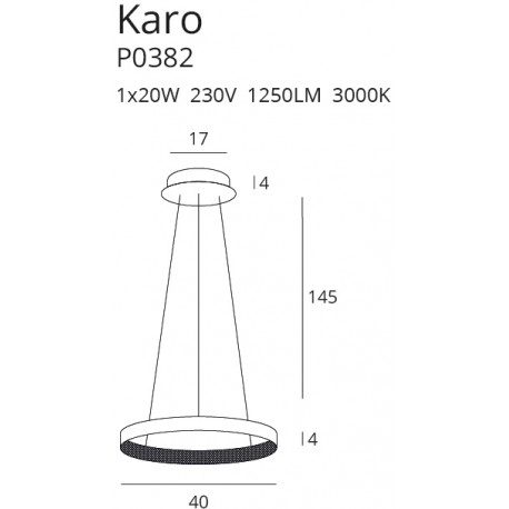 MAXlight Lampa Wisząca KARO 40cm 20W LED 3000K P0382